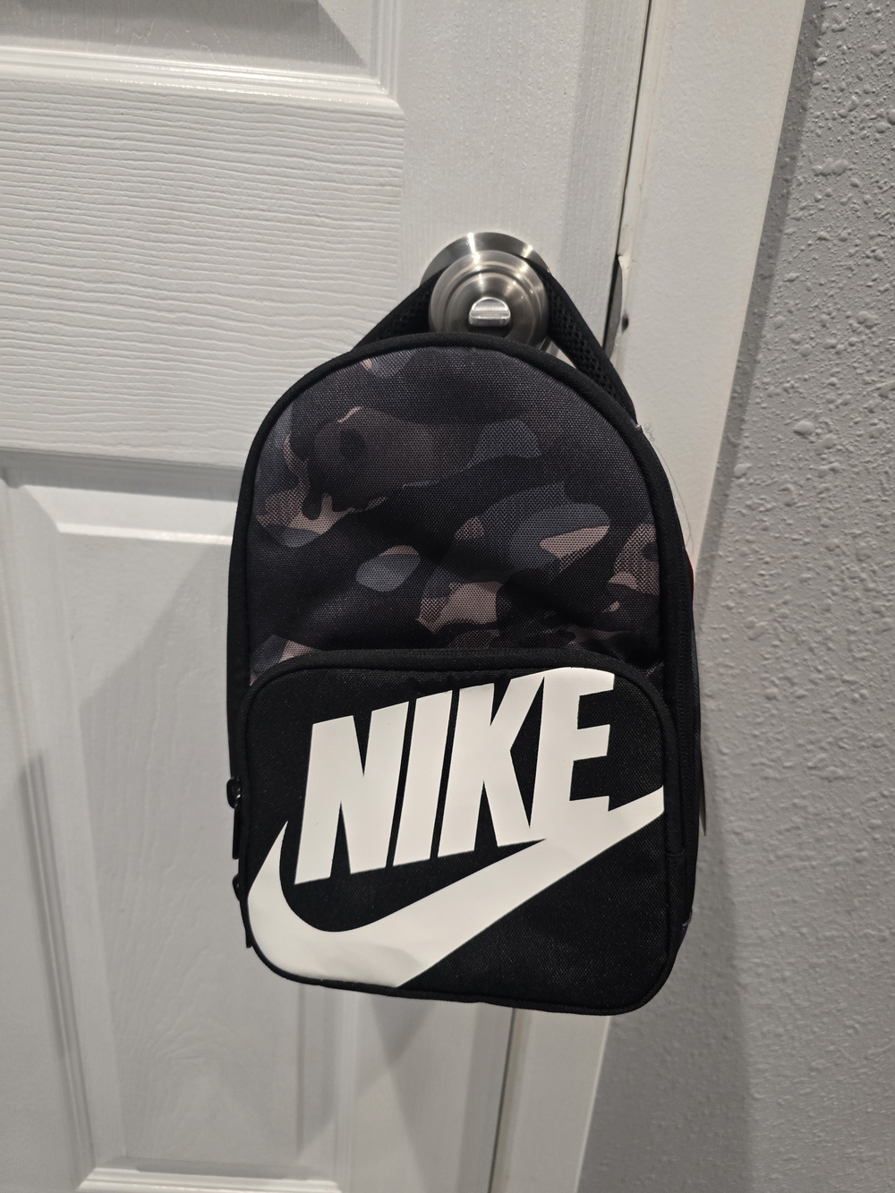 Nike Black Camo Crossbody Belt Bag with White Logo